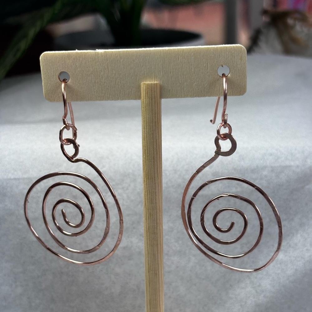Rose Gold Spiral Drop Earrings